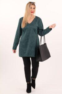 Tunika damska XXL oversize zielona – moda dla puszystych kobiet