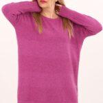 Amarantowy sweter damski oversize