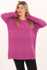 Amarantowy sweter damski oversize