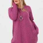 sweter plus size damski w kolorze amarantowym