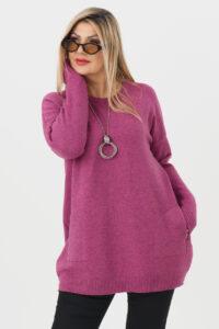sweter plus size damski w kolorze amarantowym