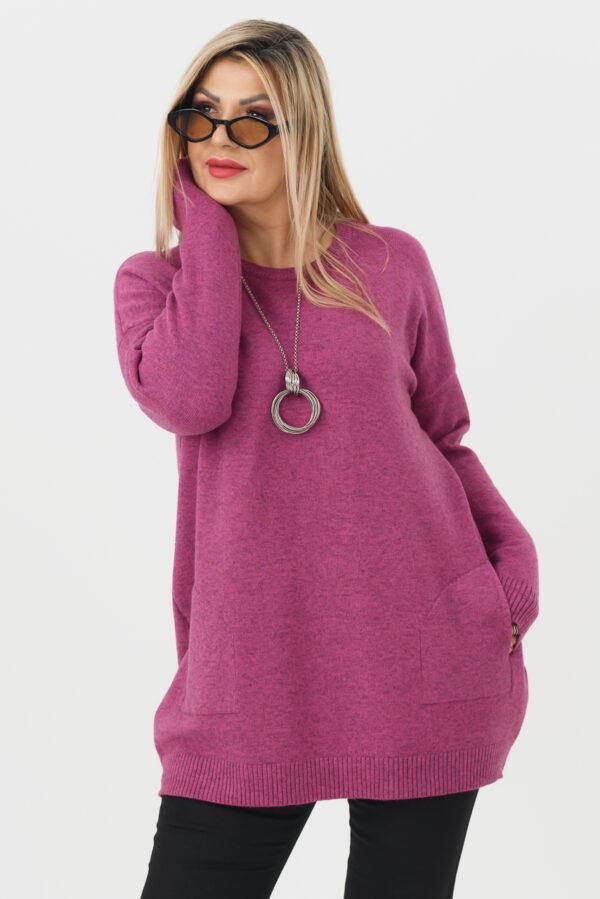 sweter plus size damski w kolorze amarantowym