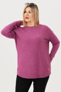 Amarantowy sweter z diamencikami