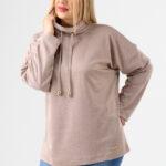 Bluza damska plus size sportowa ze stójką beżowa