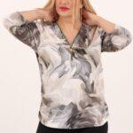 Bluzka damska XXL beżowo-brązowa – moda dla puszystych