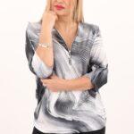 Bluzka damska XXL biało-szara – moda dla puszystych