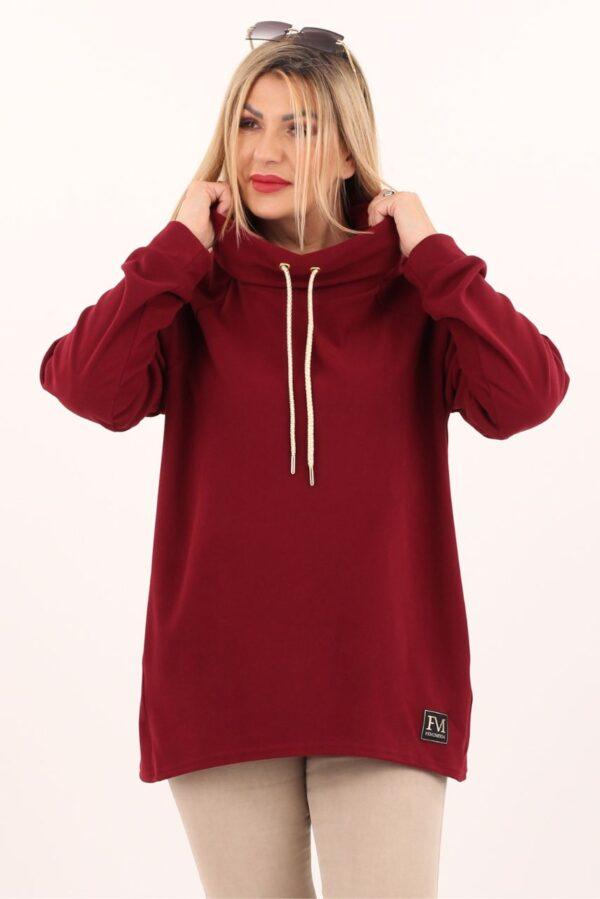 Bluza ze stójką damska bordowa