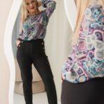 Elegancka bluzka w dużym rozmiarze plus size niebiesko-różowa