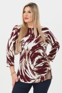 Bluzka z poduszkami na ramionach bordowa