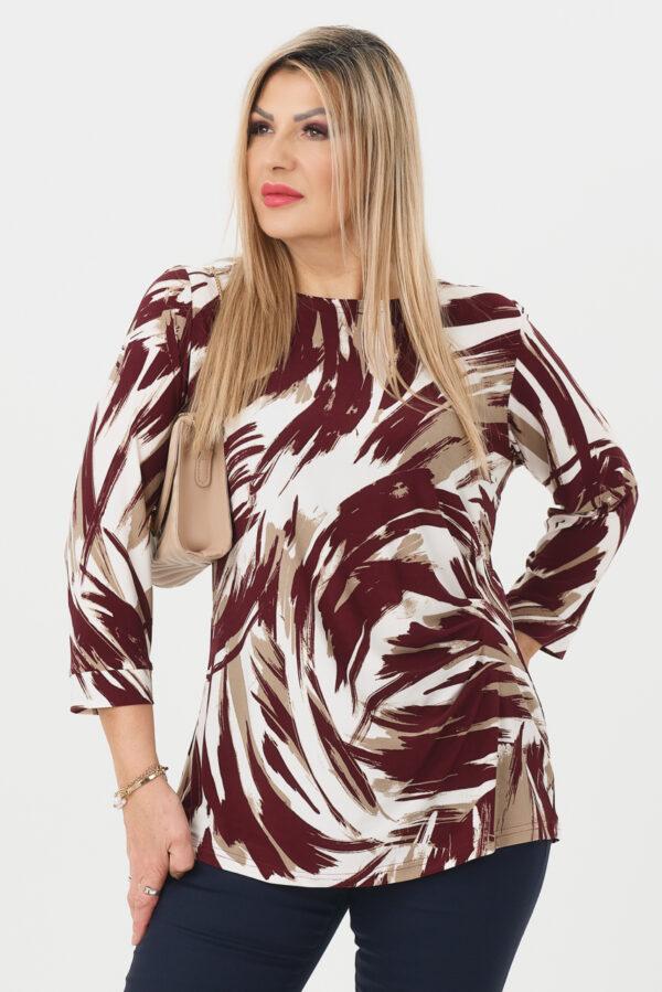 Bluzka z poduszkami na ramionach bordowa