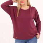 Bluzka plus size z długim rękawem bordowa – duże rozmiary