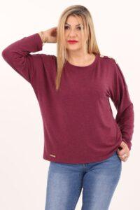 Bluzka plus size z długim rękawem bordowa – duże rozmiary