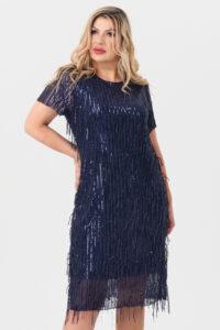 Cekinowa sukienka midi granatowa