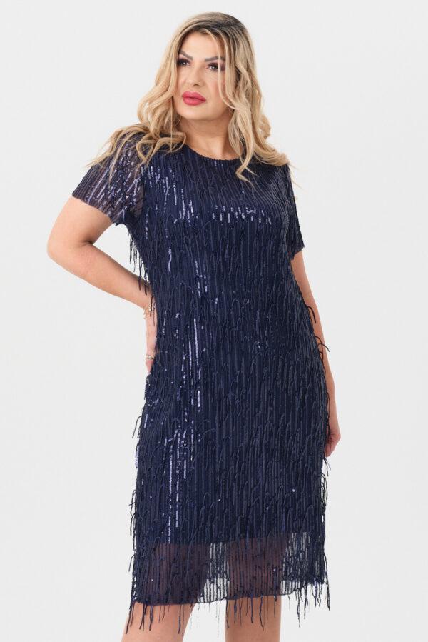 Cekinowa sukienka midi granatowa