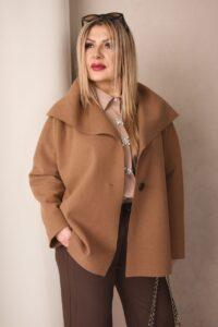 Ciemnobrązowa narzutka damska plus size na guziki 42-50