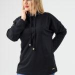 Bluza damska plus size sportowa ze stójką czarna