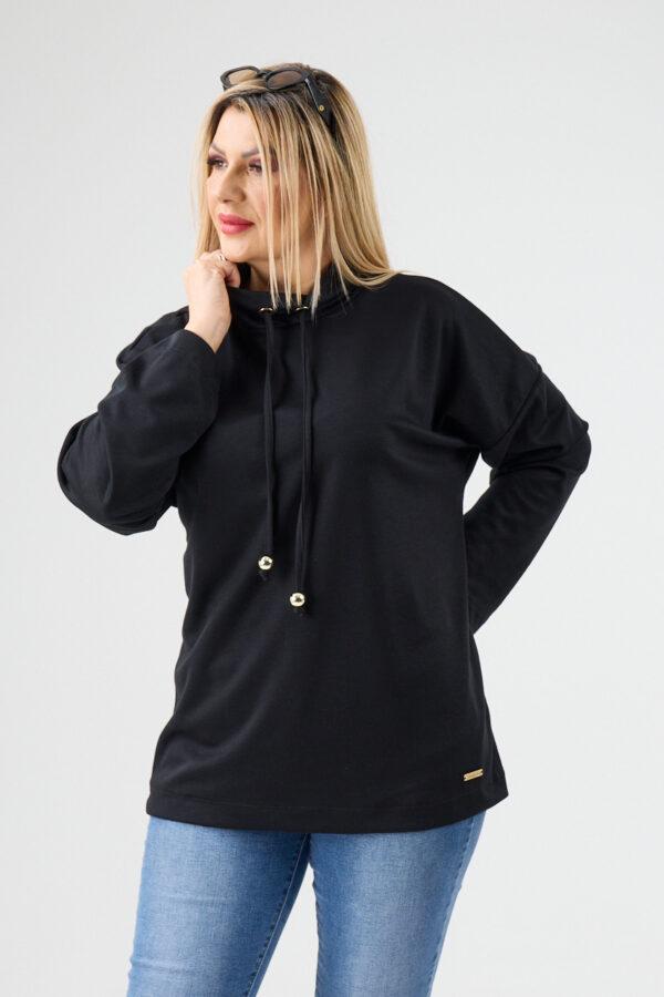 Bluza damska plus size sportowa ze stójką czarna