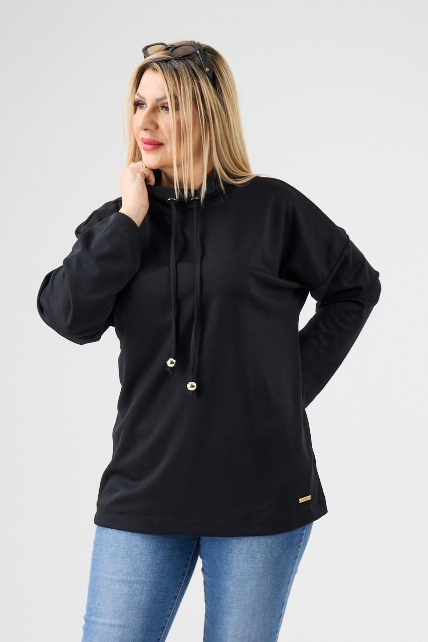 Bluza damska plus size sportowa ze stójką czarna