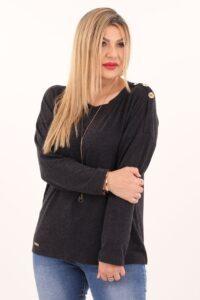 Bluzka plus size z długim rękawem czarna – duże rozmiary