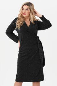 Czarna sukienka kopertowa wiązana z boku