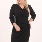 Sukienka marszczona plus size czarna 44-52, elegancka sukienka dla puszystych, sukienka XXL