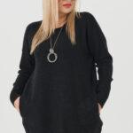 sweter plus size damski w kolorze czarnym