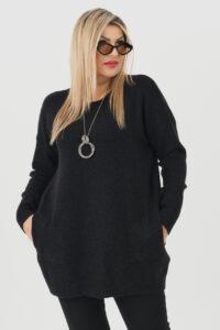 sweter plus size damski w kolorze czarnym