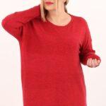 Czerwony sweter damski oversize