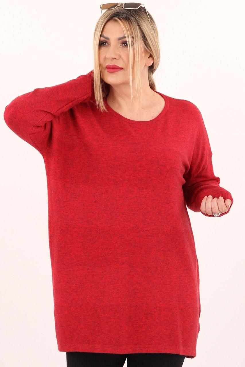 Czerwony sweter damski oversize