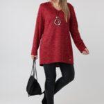Tunika damska XXL oversize bordowa – moda dla puszystych kobiet