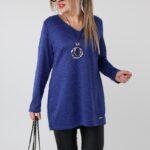Tunika damska XXL oversize niebieska – moda dla puszystych kobiet