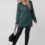 Tunika damska XXL oversize zielona – moda dla puszystych kobiet