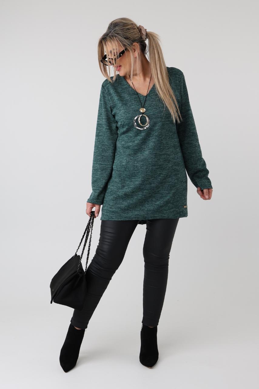 Tunika damska XXL oversize zielona – moda dla puszystych kobiet