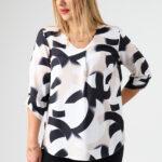 Elegancka bluzka w serek biało-czarna