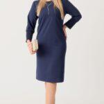 Sukienka wizytowa plus size granatowa – duże rozmiary