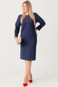 Sukienka wizytowa plus size granatowa – duże rozmiary