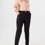Czarne spodnie damskie w kant