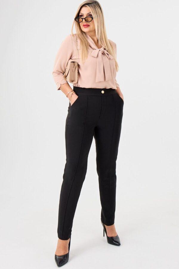 Czarne spodnie damskie w kant