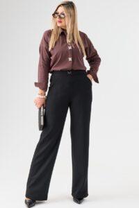 Eleganckie spodnie materiałowe damskie czarne