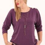 Bluzka plus size z długim rękawem fioletowa – duże rozmiary