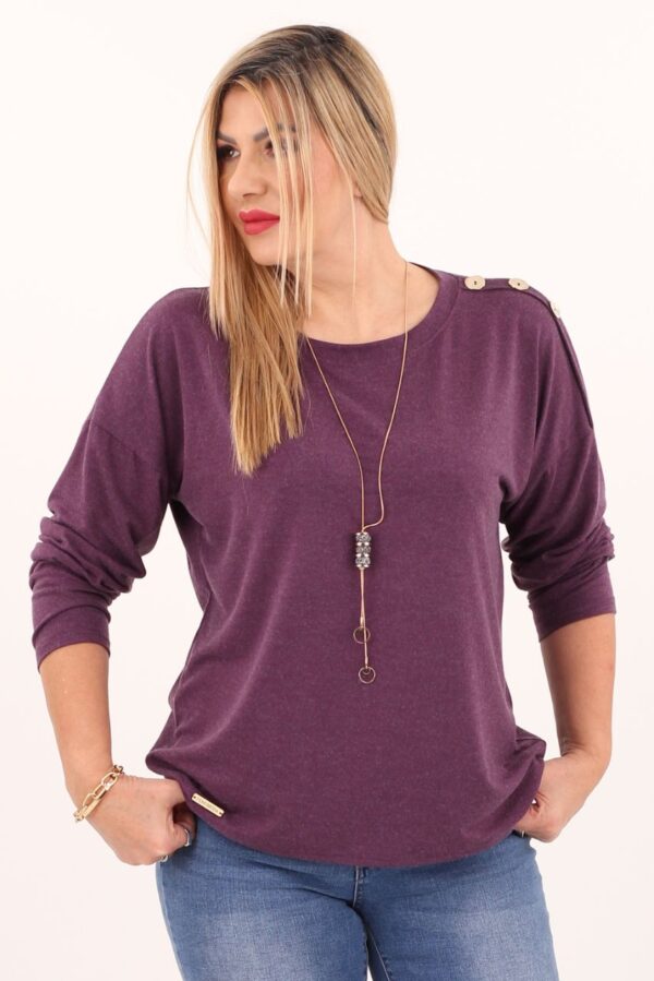 Bluzka plus size z długim rękawem fioletowa – duże rozmiary