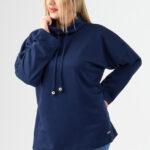 Bluza damska plus size sportowa ze stójką granatowa