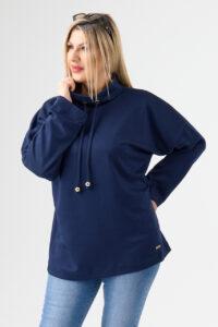 Bluza damska plus size sportowa ze stójką granatowa