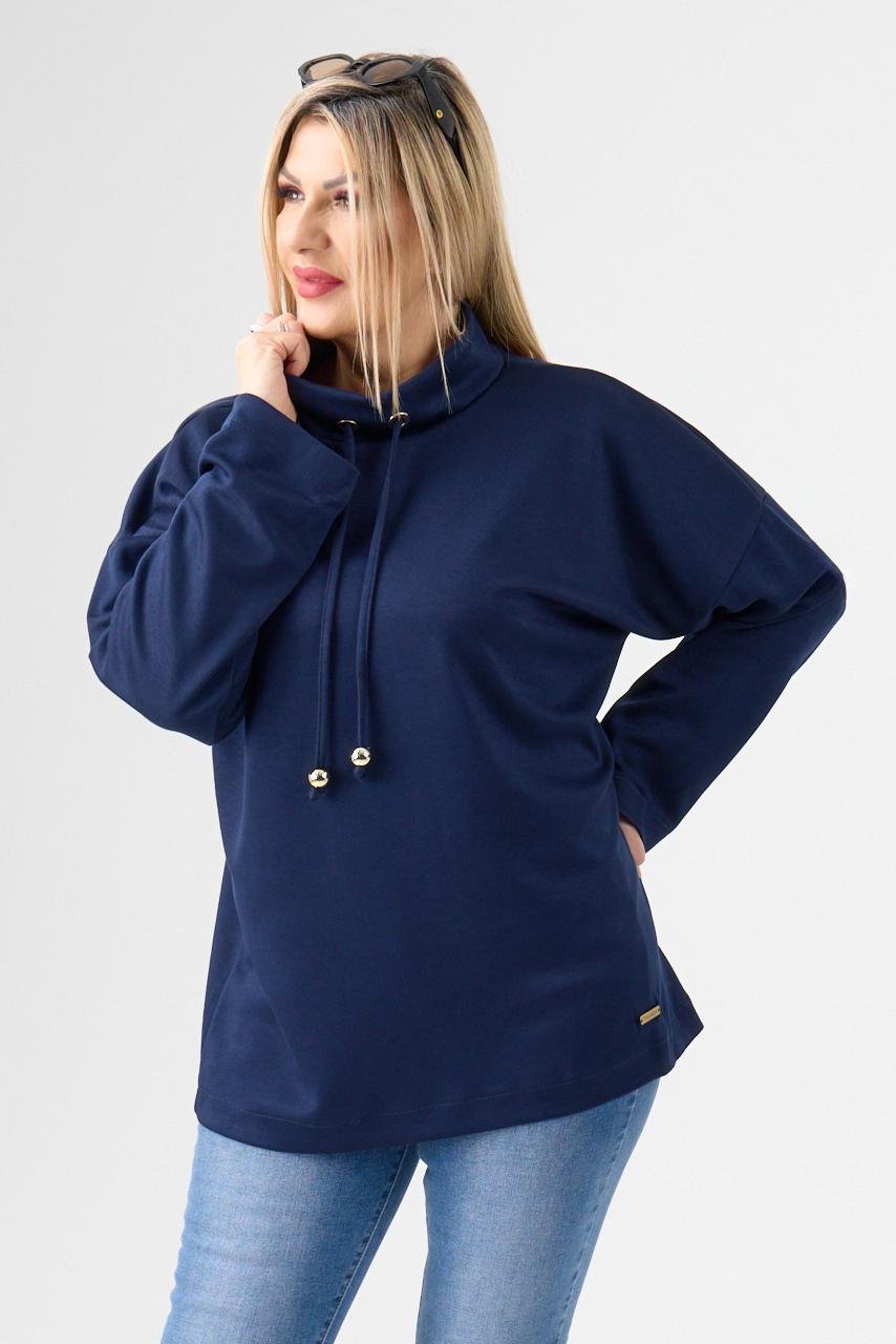 Bluza damska plus size sportowa ze stójką granatowa