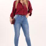 Spodnie damskie XXL rurki niebieskie – jeansy plus size