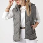 Szara kamizelka pikowana plus size 42-52, damski bezrękawnik w dużych rozmiarach