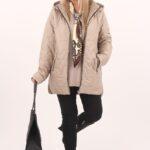 Beżowa kurtka pikowana damska plus size