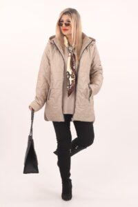 Beżowa kurtka pikowana damska plus size