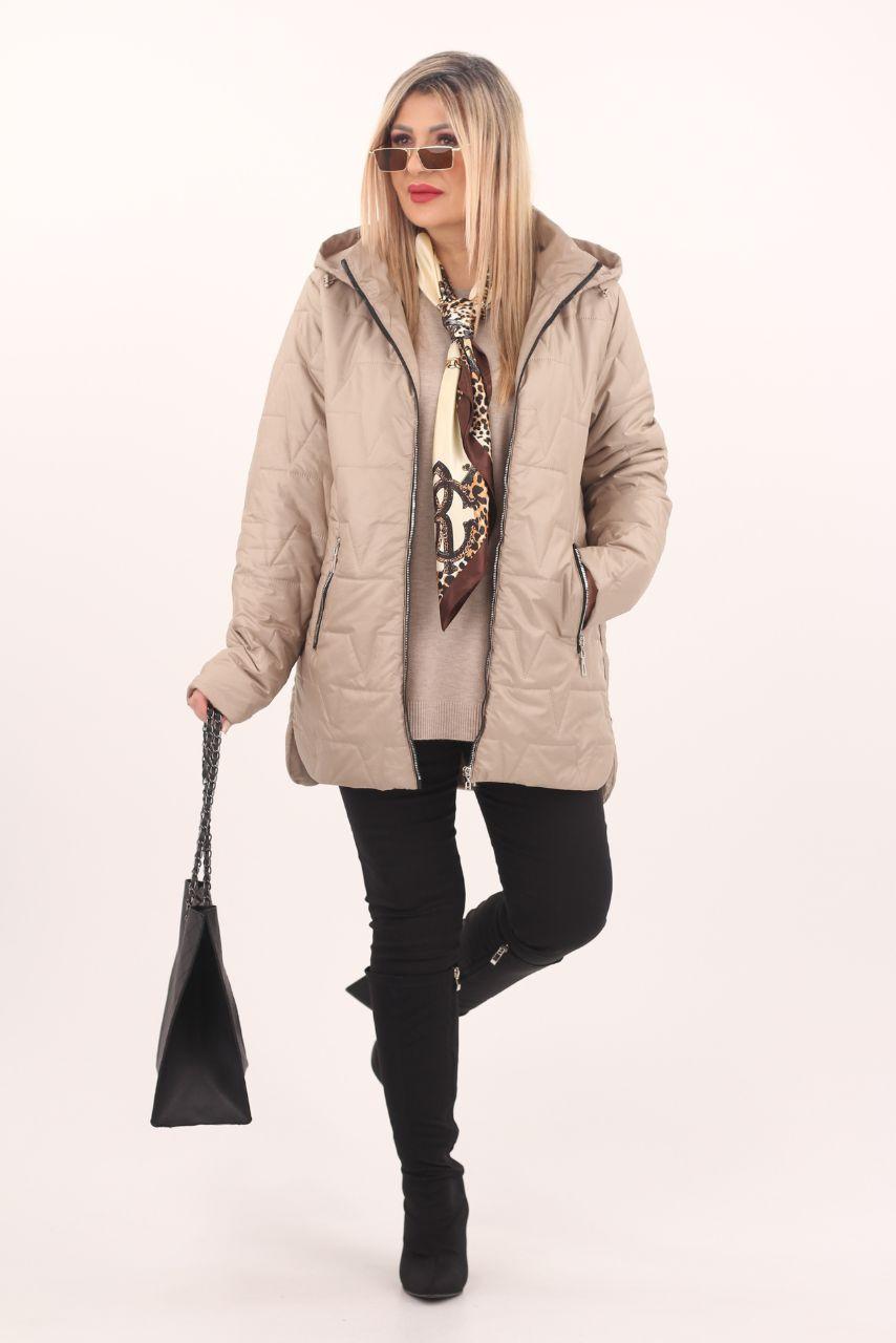 Beżowa kurtka pikowana damska plus size