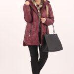 Bordowa kurtka pikowana damska plus size